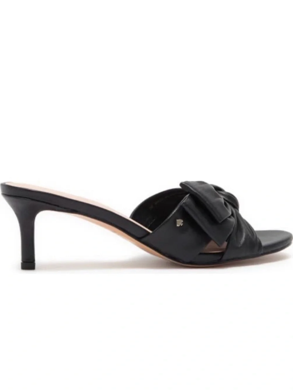 Kate Spade Samantha Abstract Leather Bow Kitten Heel Slide Sandal Size 8